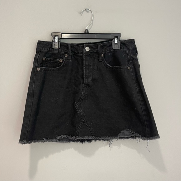 American Eagle Black Denim Mini Skirt - Picture 1 of 4